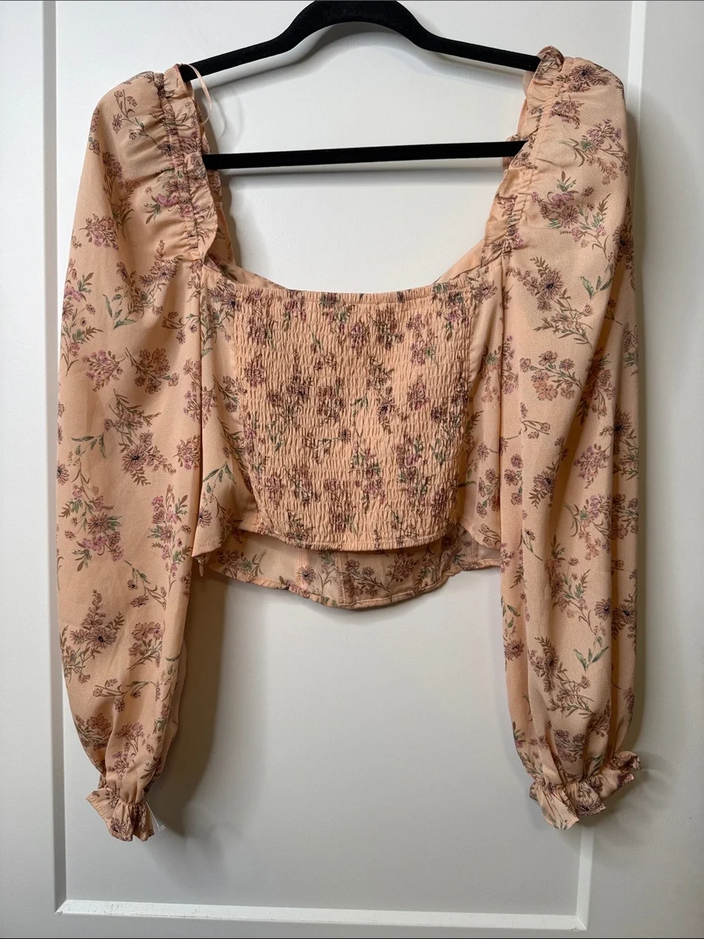 ASTR the‎ Label Paola Floral Print Long Sleeve Crop Corset  - Medium